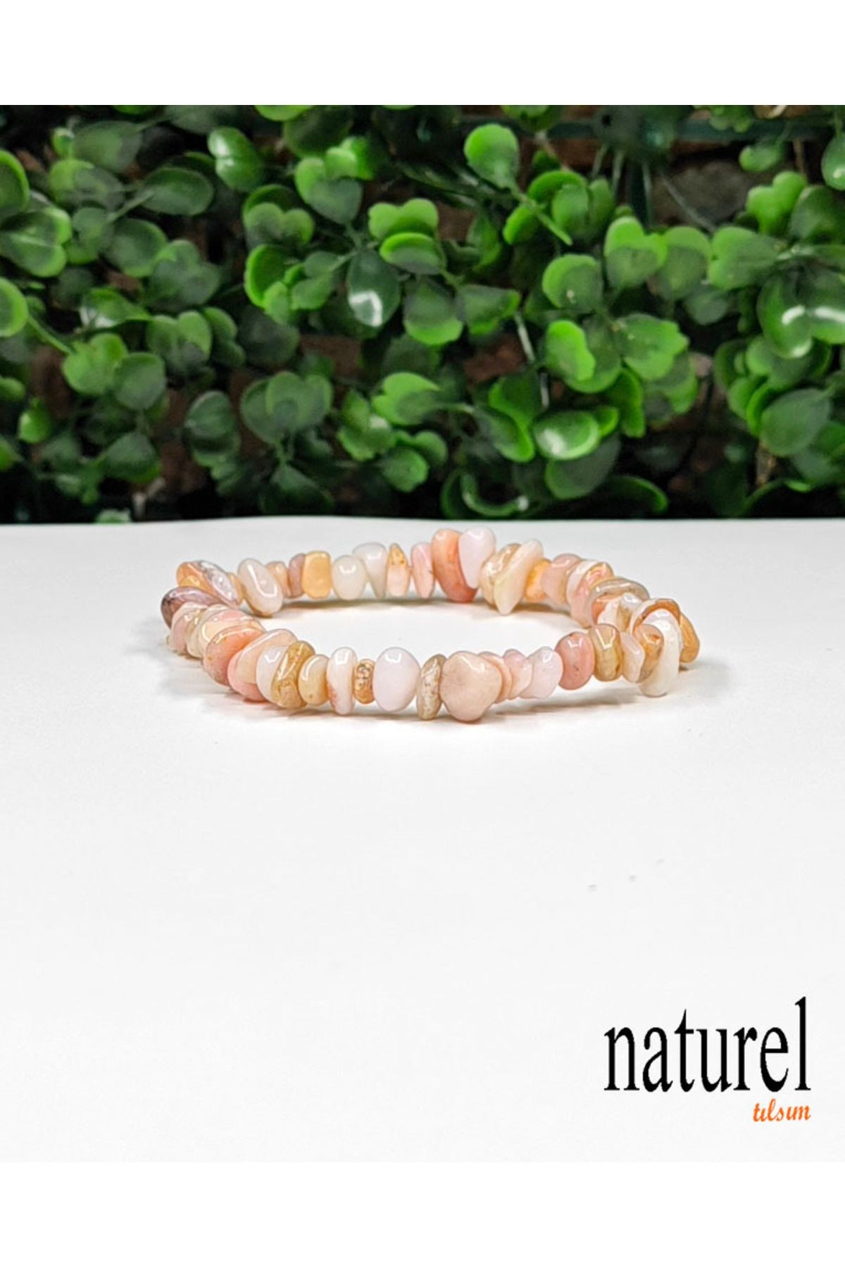 Pembe Opal Kırık Doğal Taş Unisex Bileklik