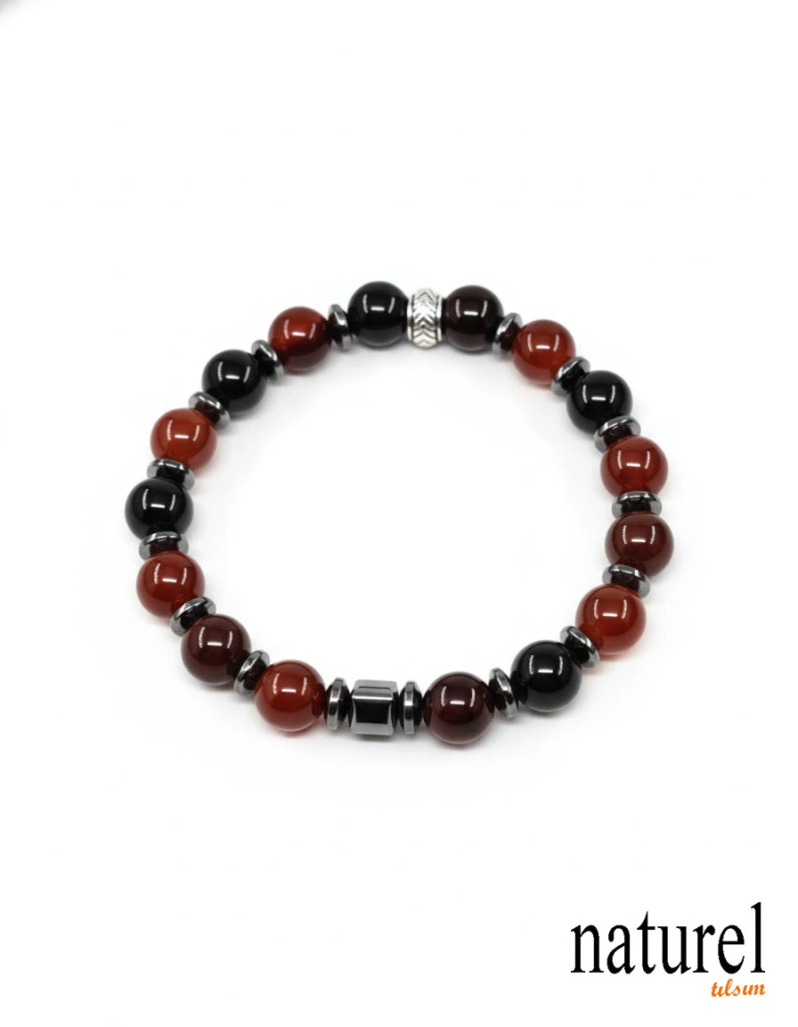 Akik-Hematit Doğal Taş 8mm Unisex Bileklik