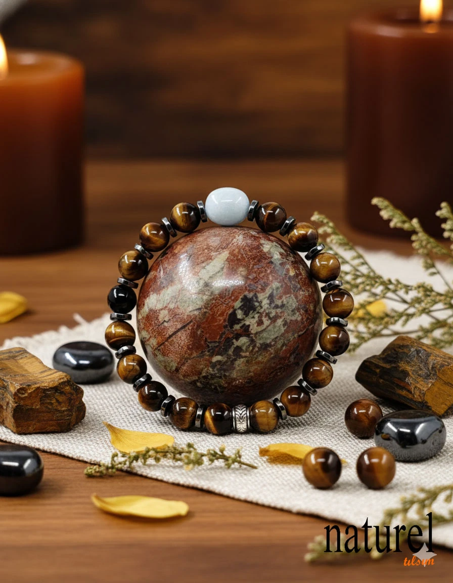 Kaplan Gözü 8mm Doğal Taş Bileklik