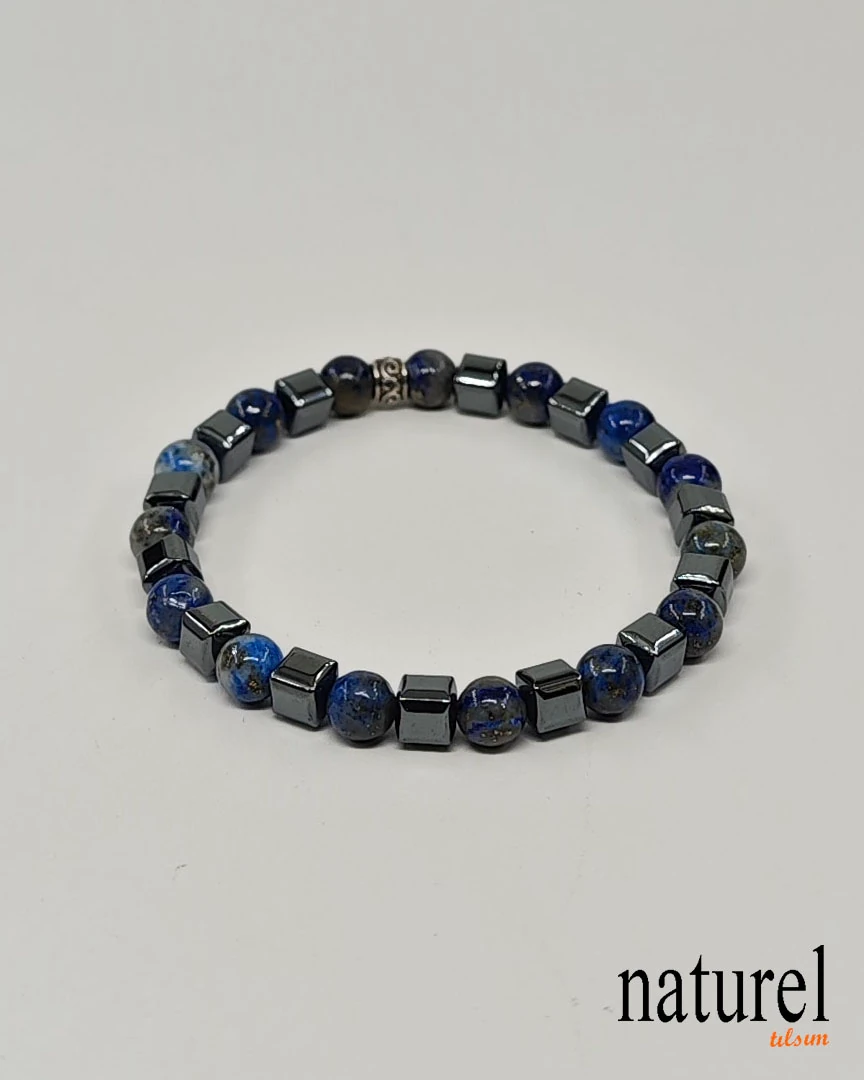 Lapis Lazuli Hematit 6mm Doğal Taş Bileklik