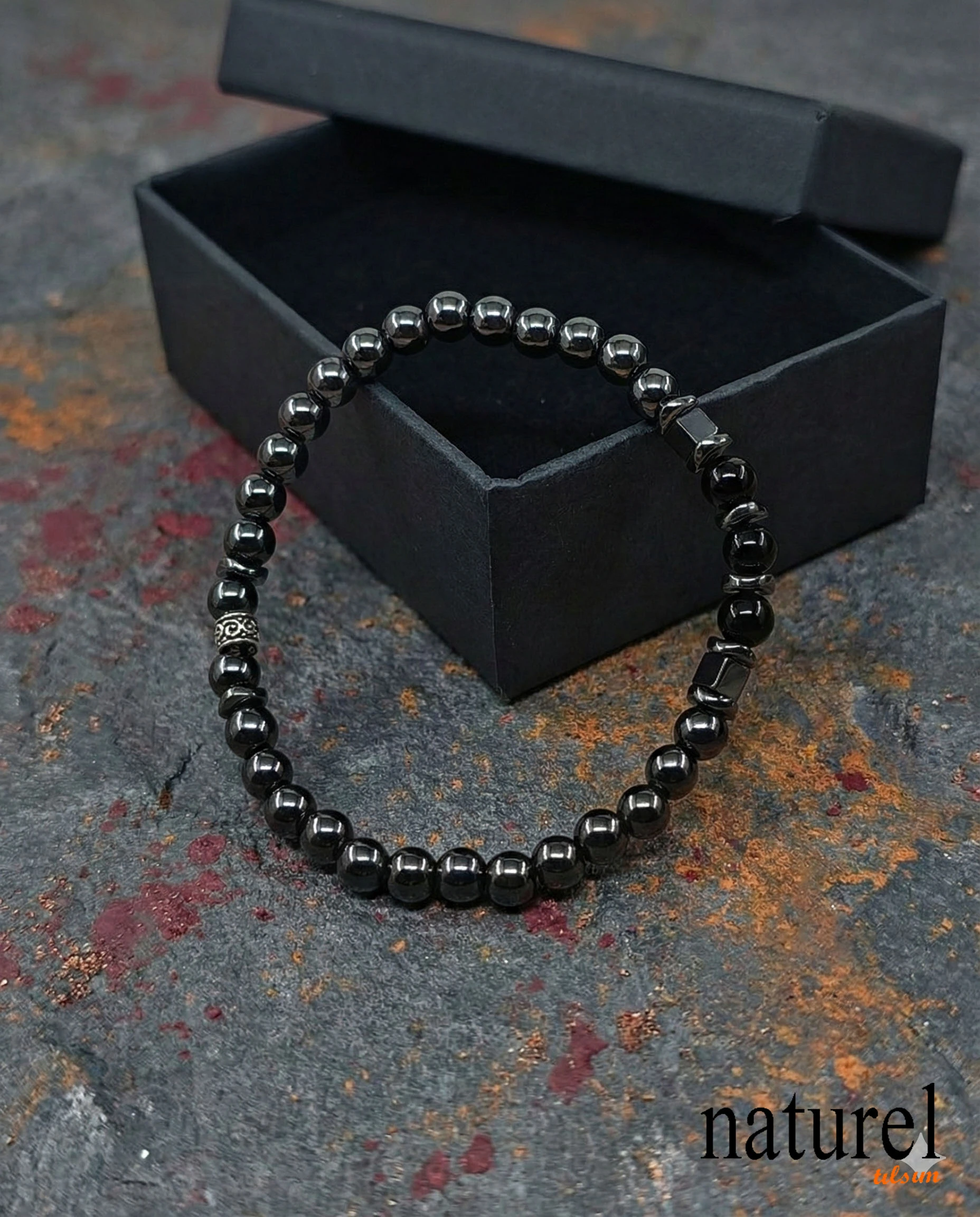 Doğal Taş Hematit Bileklik