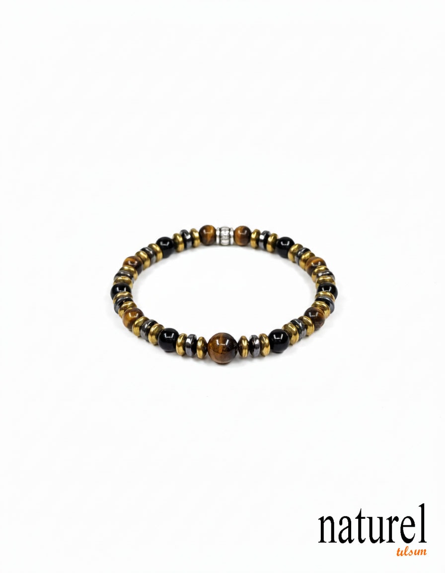 Kaplan Gözü - Oniks - Hematit 6mm Unisex Bileklik 