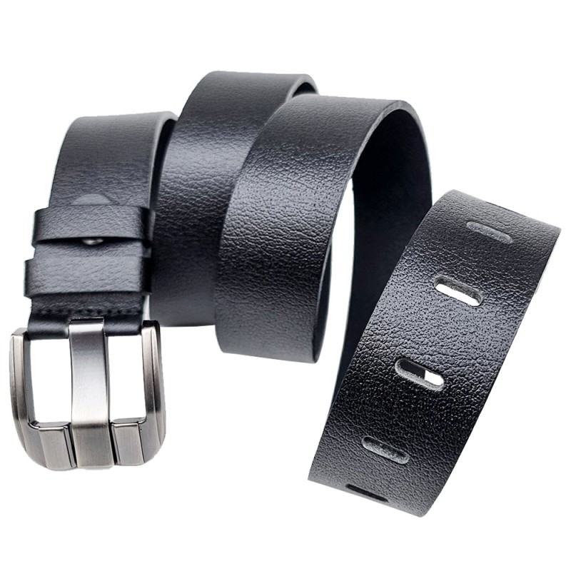 %100 Hakiki Deri Kemer Erkek Spor Krom Roll Toka 4,2 cm / RS1064 Siyah (Bison)
