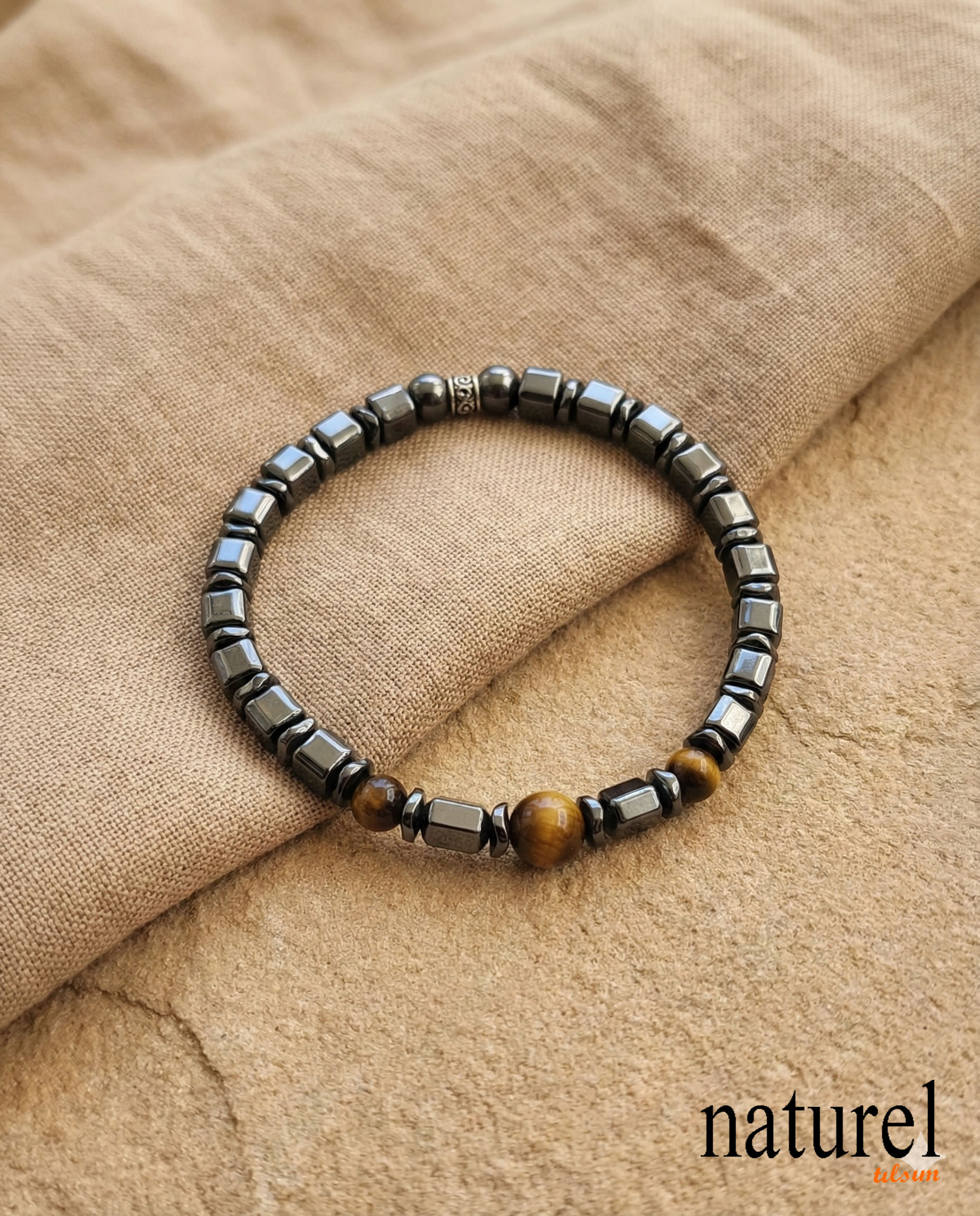 Doğal Taş Hematit  Bileklik - Model 2