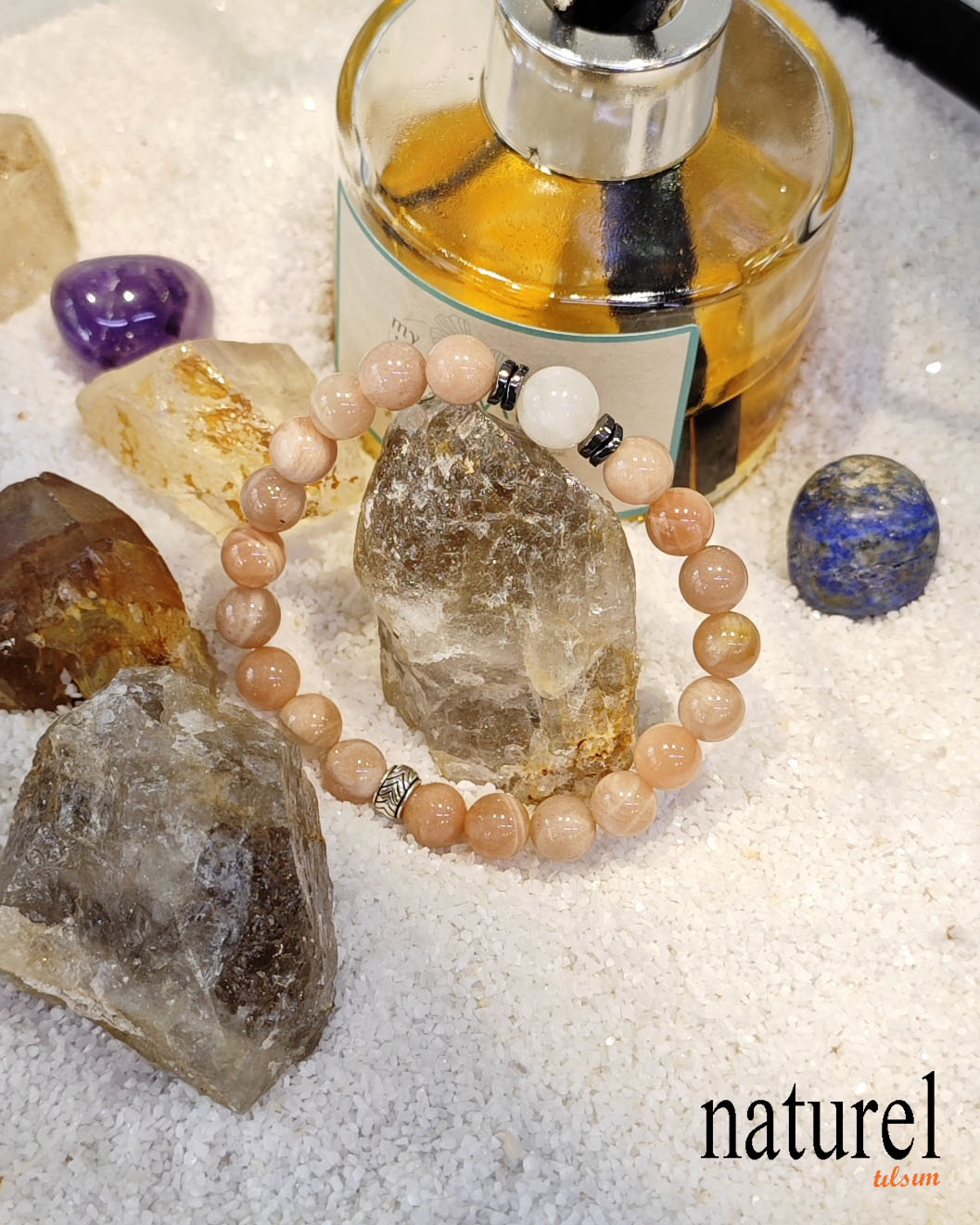 Güneş Taşı  Ay Taşı Doğal Taş Denge Bileklik