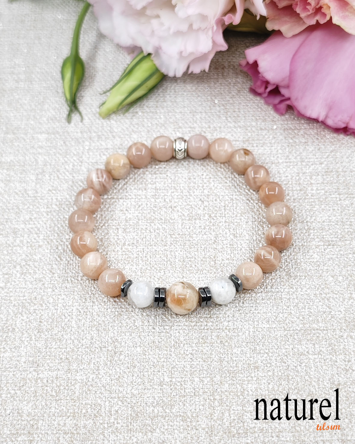 Doğal Güneş ve Ay Taşı Unisex Bileklik