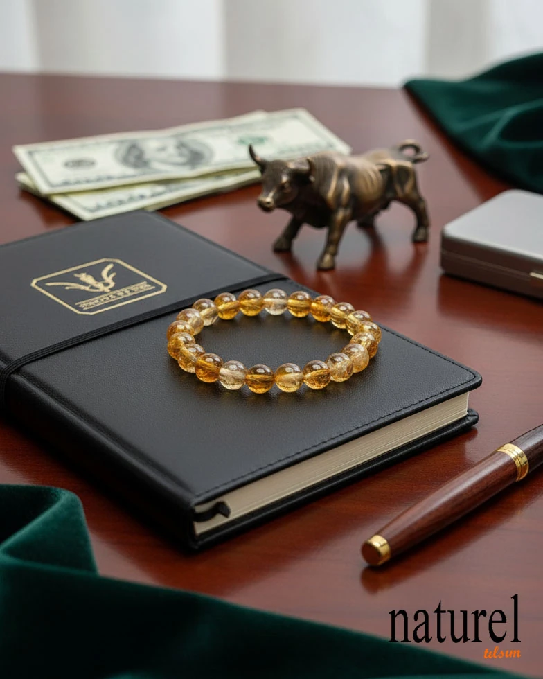 Orijinal Sitrin Doğal Taş Unisex Bileklik