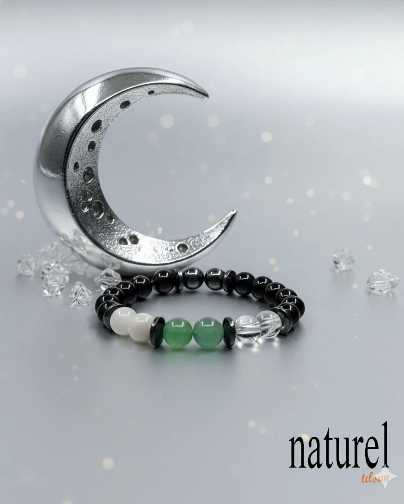 Yengeç Burcu Doğal Taş Bileklik | Aventurin-Kristal Kuvars-Aytaşı-Oniks 