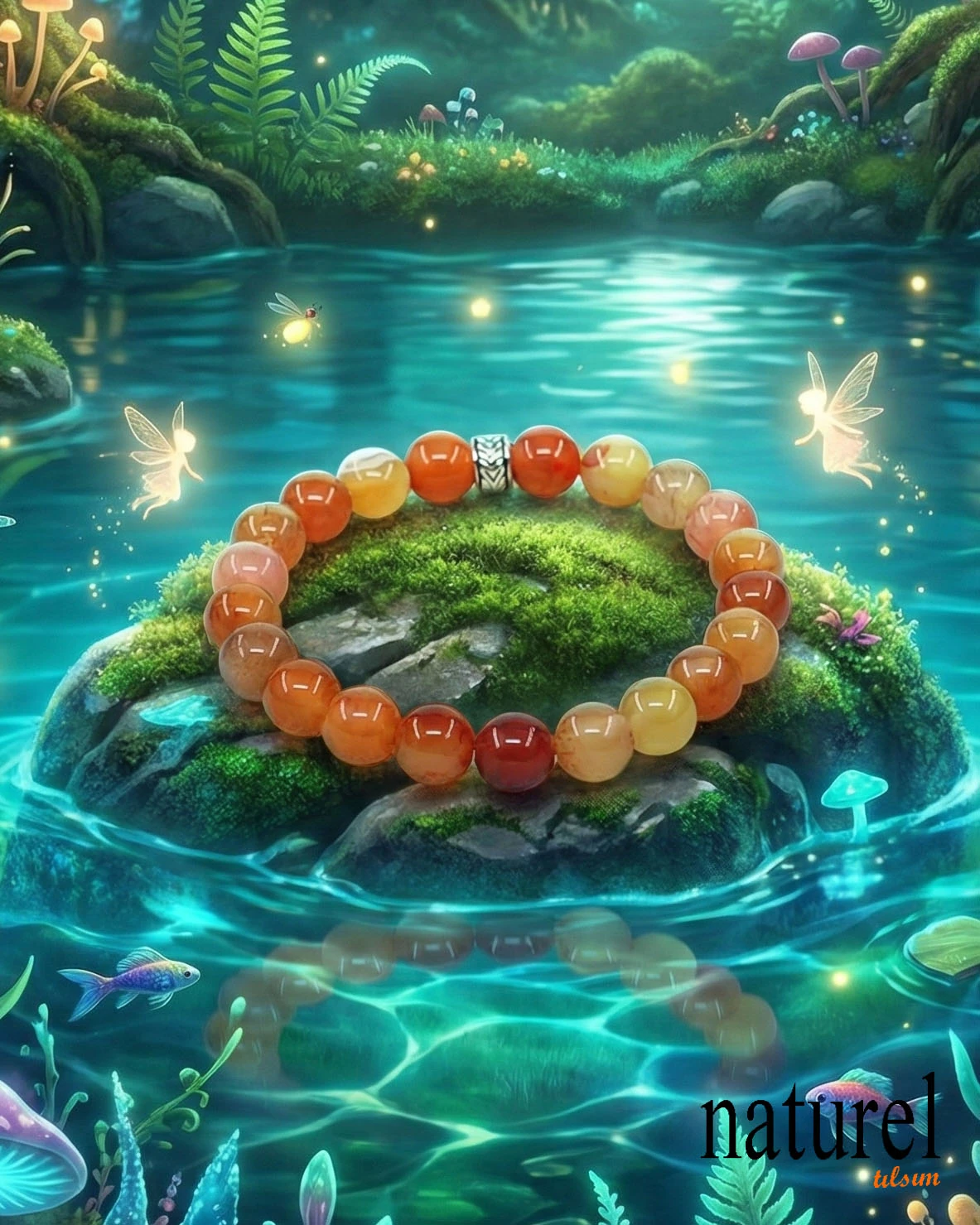 Karnelyan 8mm Doğal Taş Unisex Bileklik