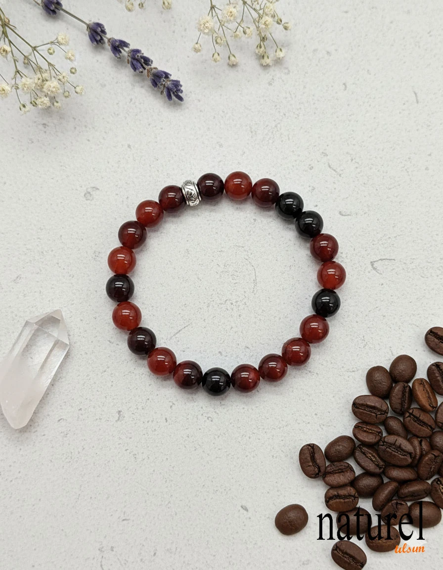 Akik 8mm Doğal Taş Unisex Bileklik