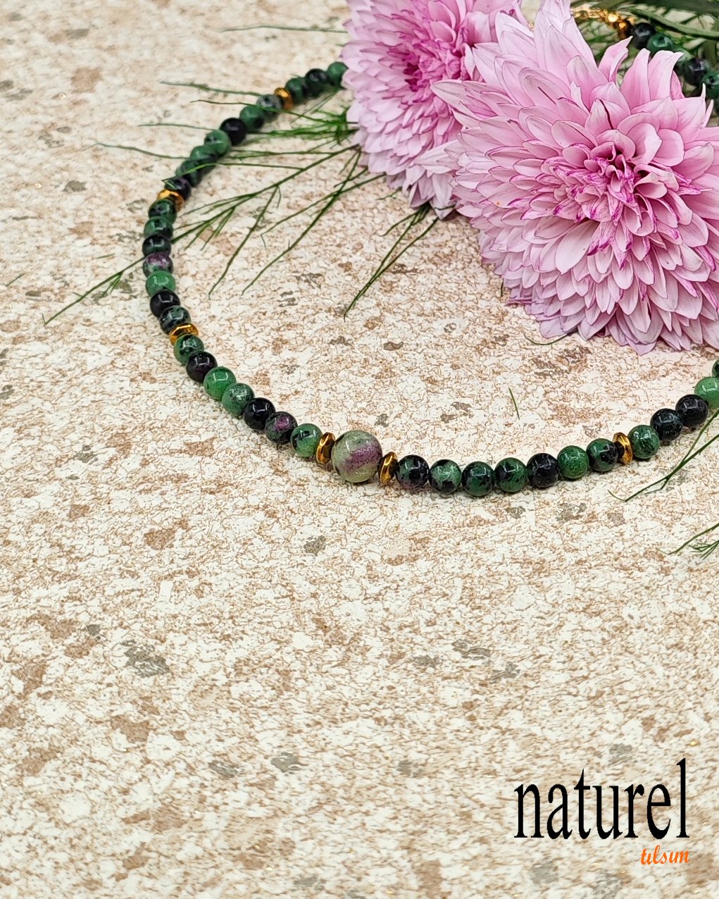 Anyolit Doğal Taş Choker Kolye
