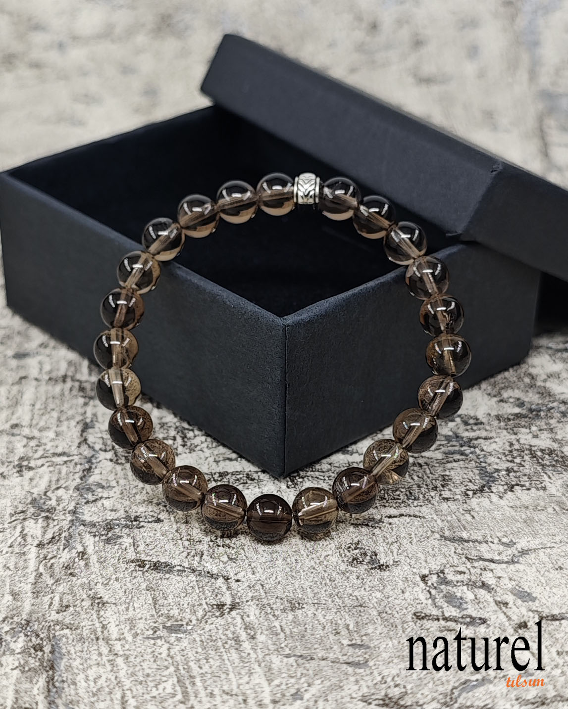 Orijinal Dumanlı Kuvars 8mm Doğal Taş Unisex Bileklik