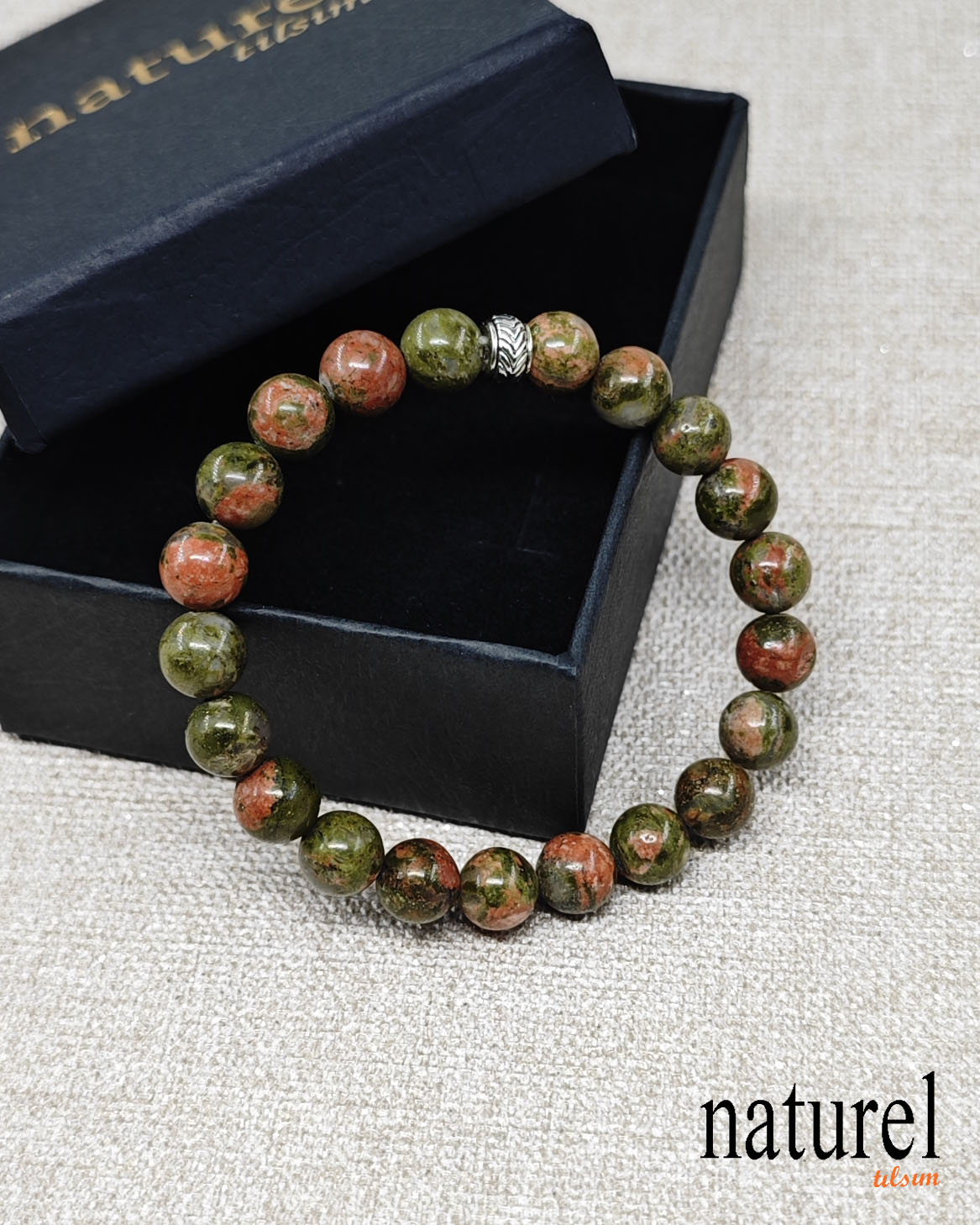 Unakit 8mm Doğal Taş Unisex Bileklik