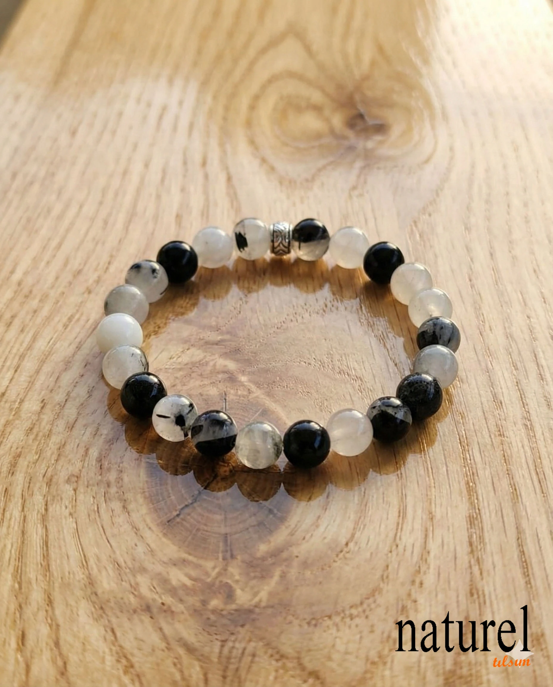 Oriijnal Rutil Kuvars Alaca Taş 8mm Doğal Taş Bileklik