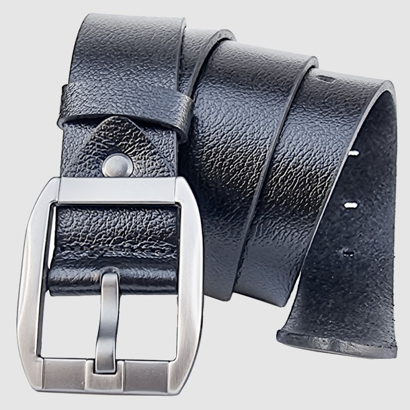 %100 Hakika Deri Kemer Erkek Spor Siyah 4 cm (Metal Köprü) / RS1077 Siyah (Bison)