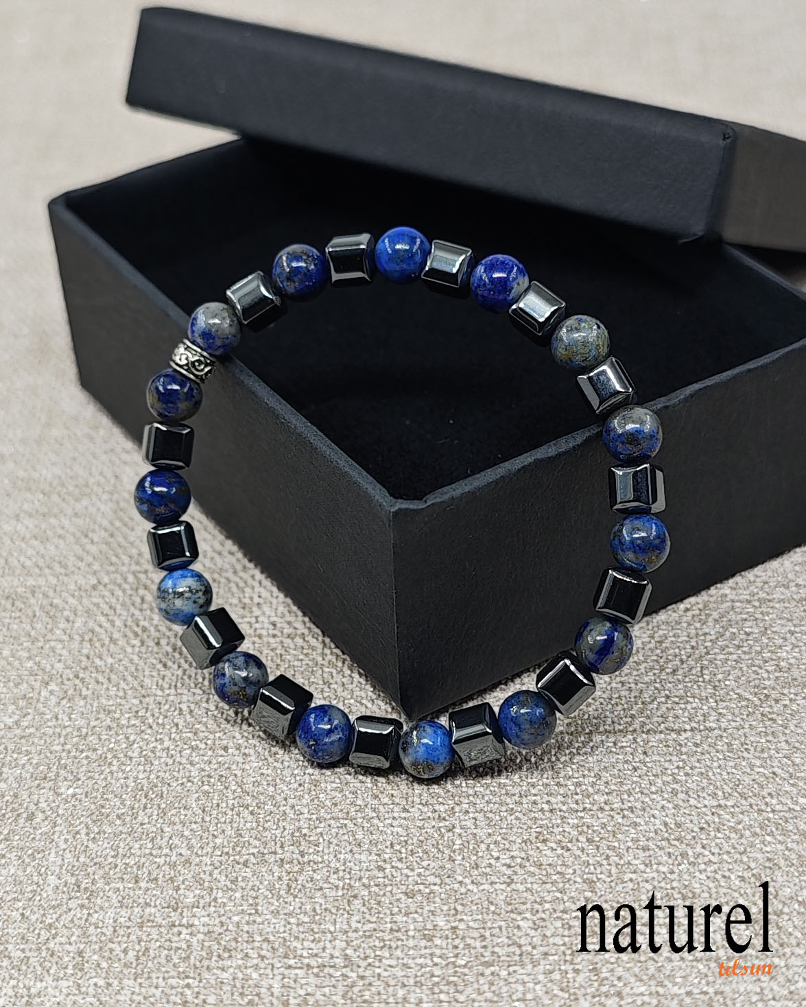 Lapis Lazuli Hematit 6mm Doğal Taş Bileklik