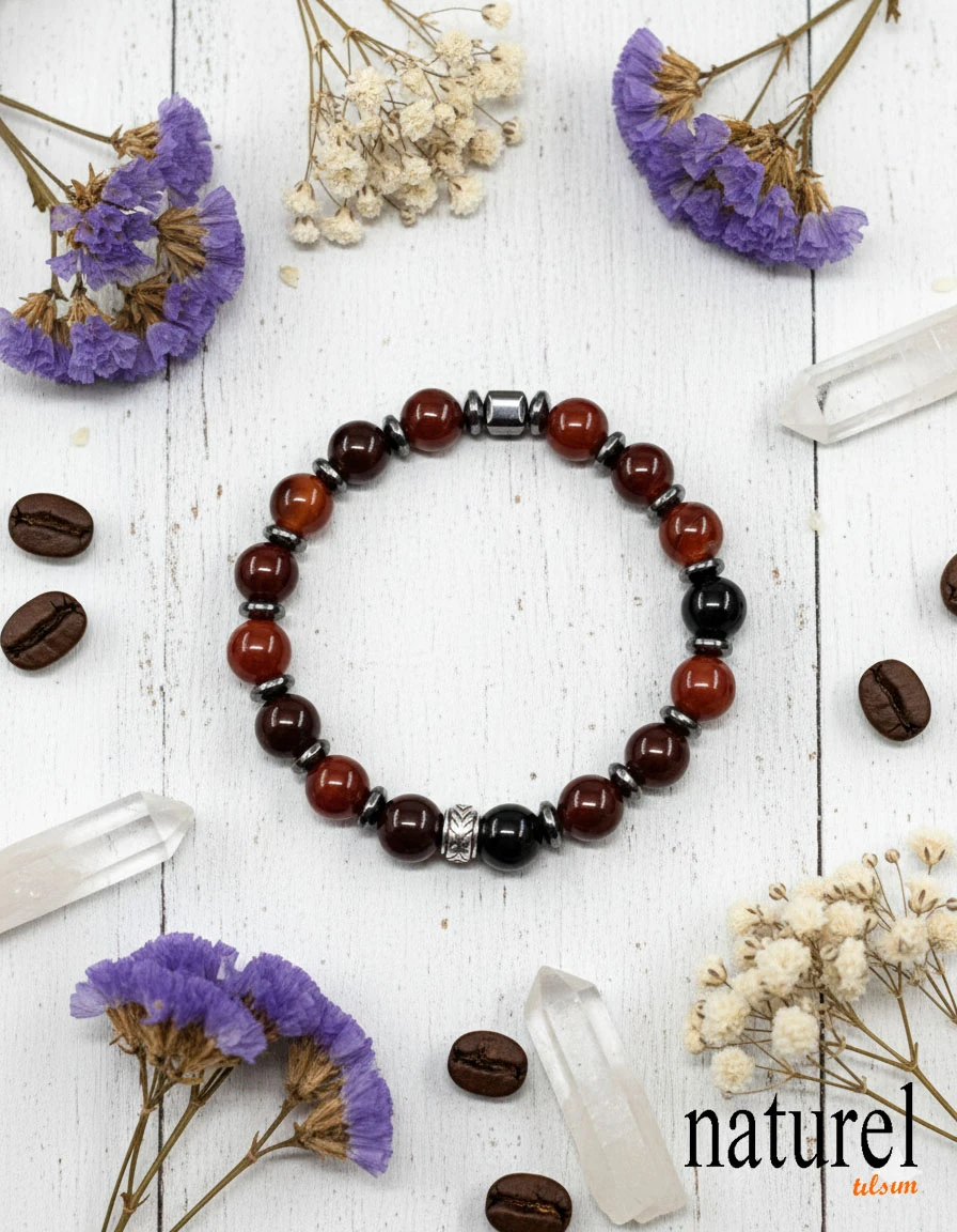 Akik-Hematit Doğal Taş 8mm Unisex Bileklik