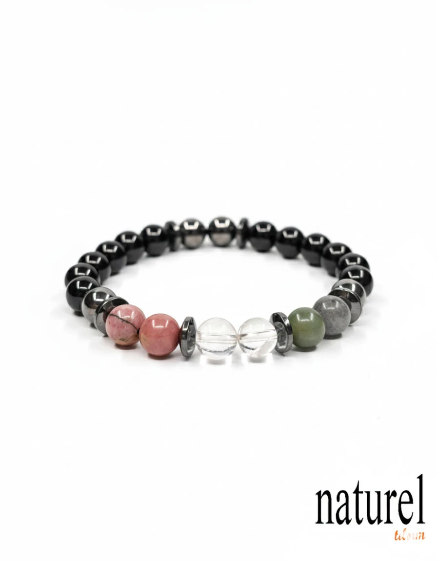 Boğa Burcu Doğal Taş Bileklik | Yeşim-Kristal Kuvars-Rodonit