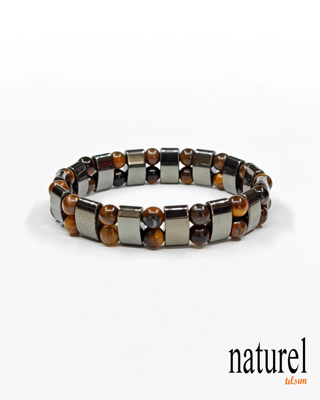 Doğal Taş Kaplan Gözü Ve Hematit Bileklik