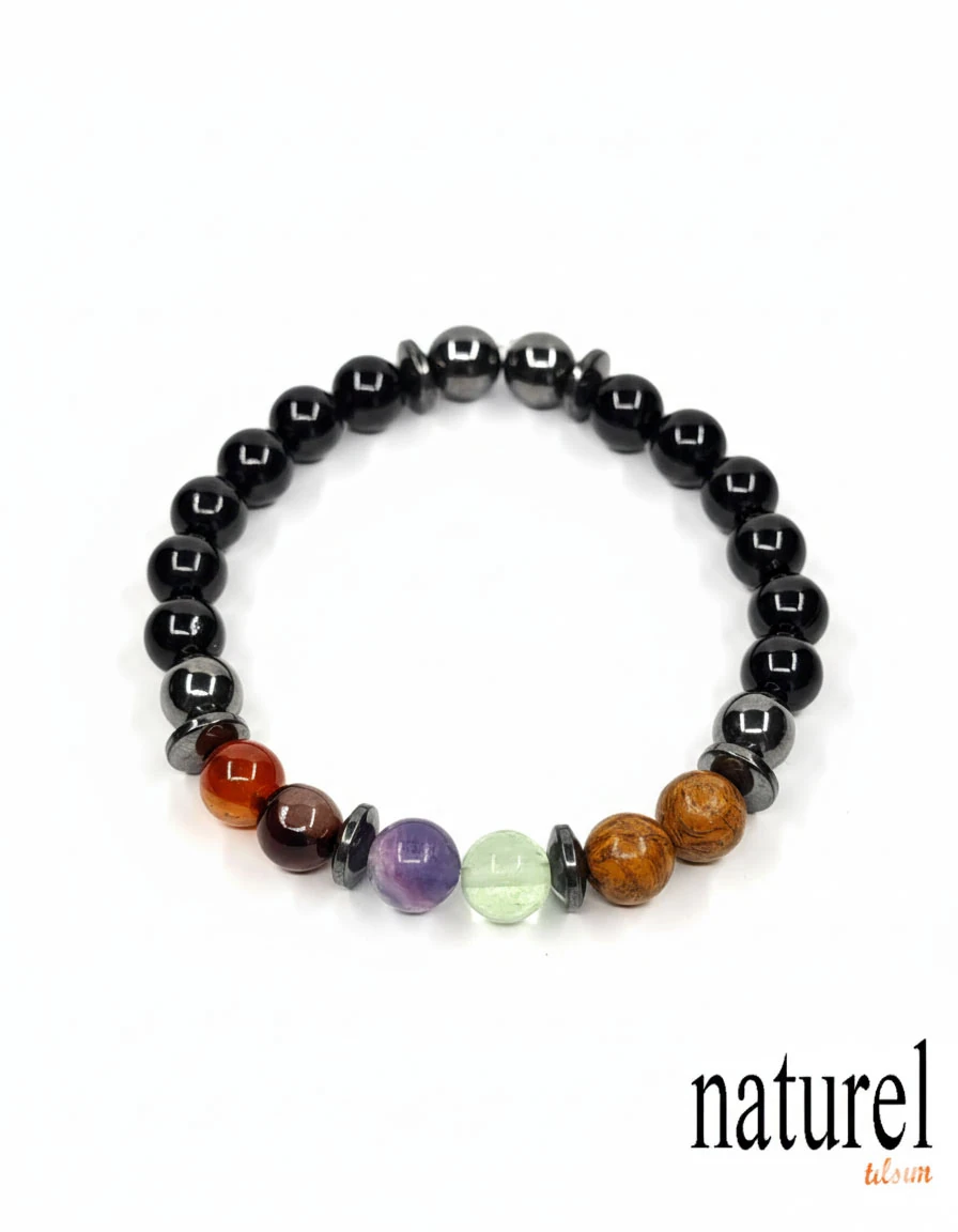 Oğlak Burcu Doğal Taş Bileklik | Akik-Florit-Jasper-Oniks 