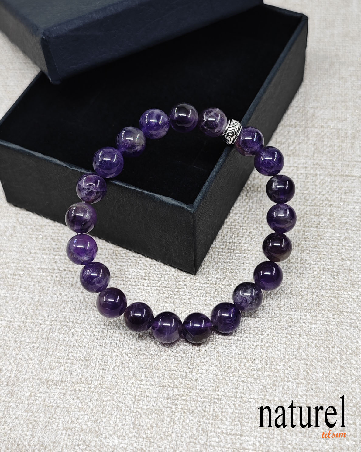 Ametist 8mm Doğal Taş Bileklik