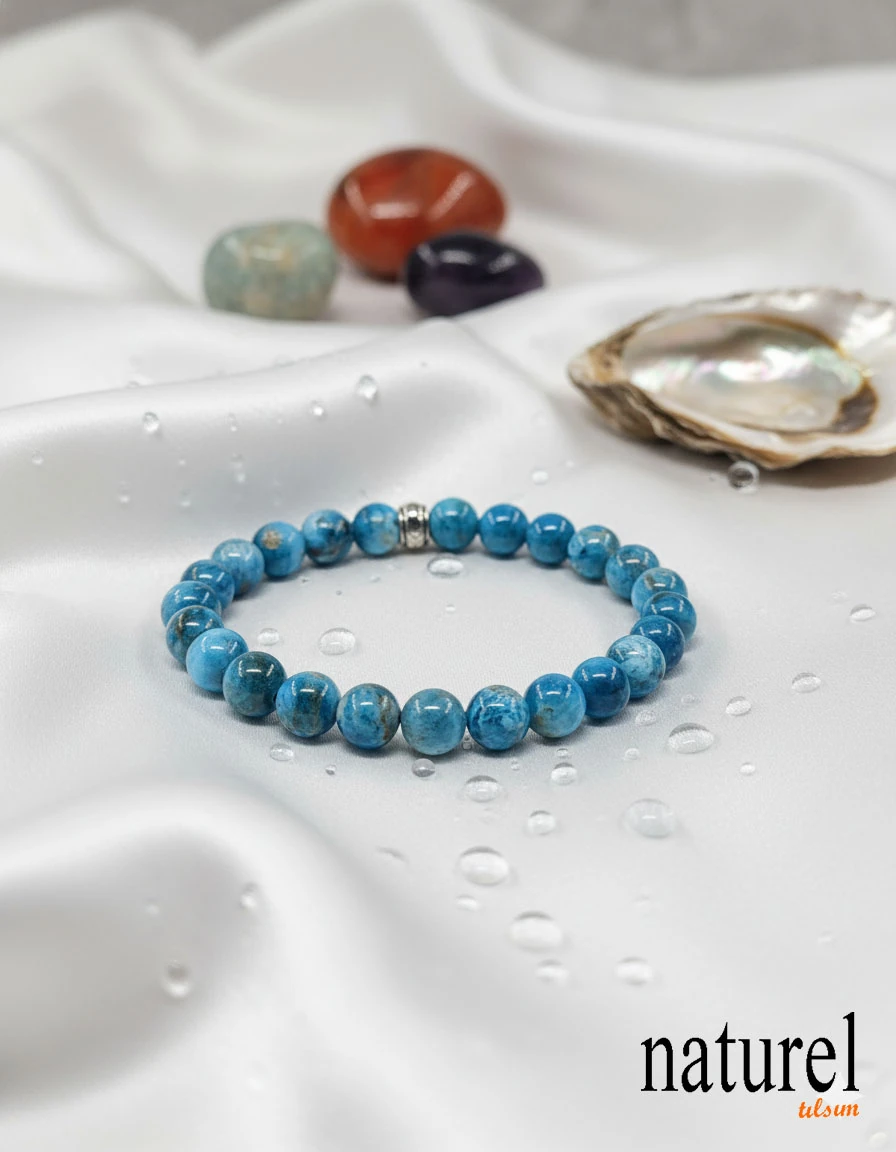 Apatit 8mm Doğal Taş Unisex Bileklik