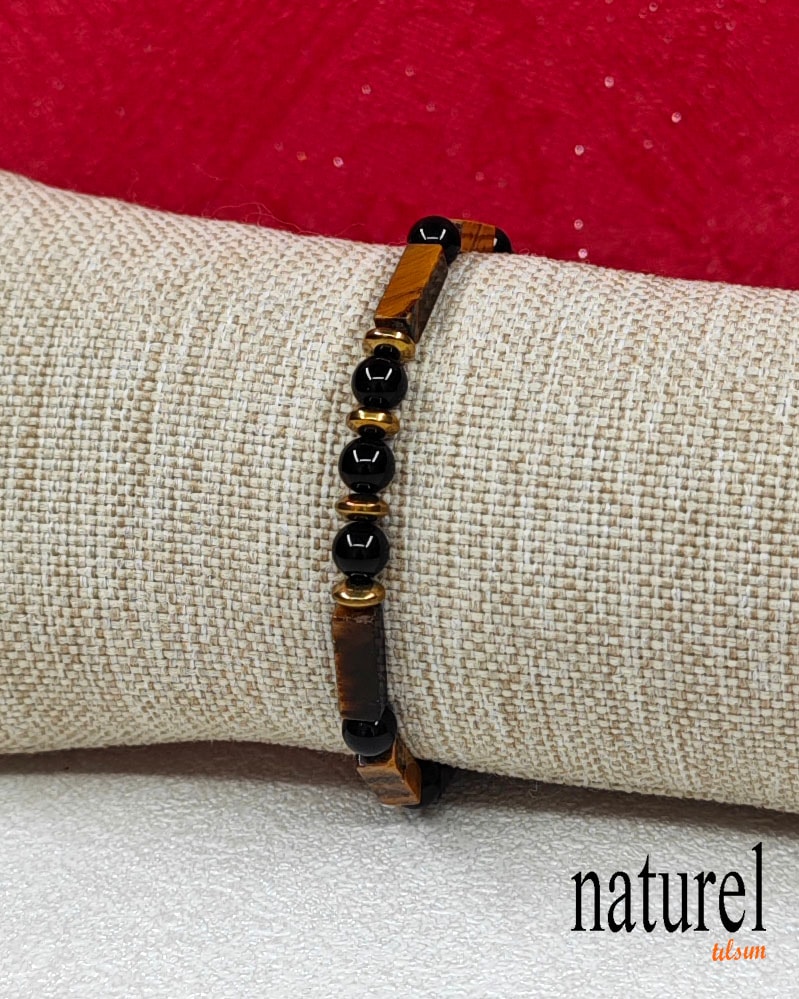 Kaplan Gözü & Oniks Doğal Taş 6mm Bileklik