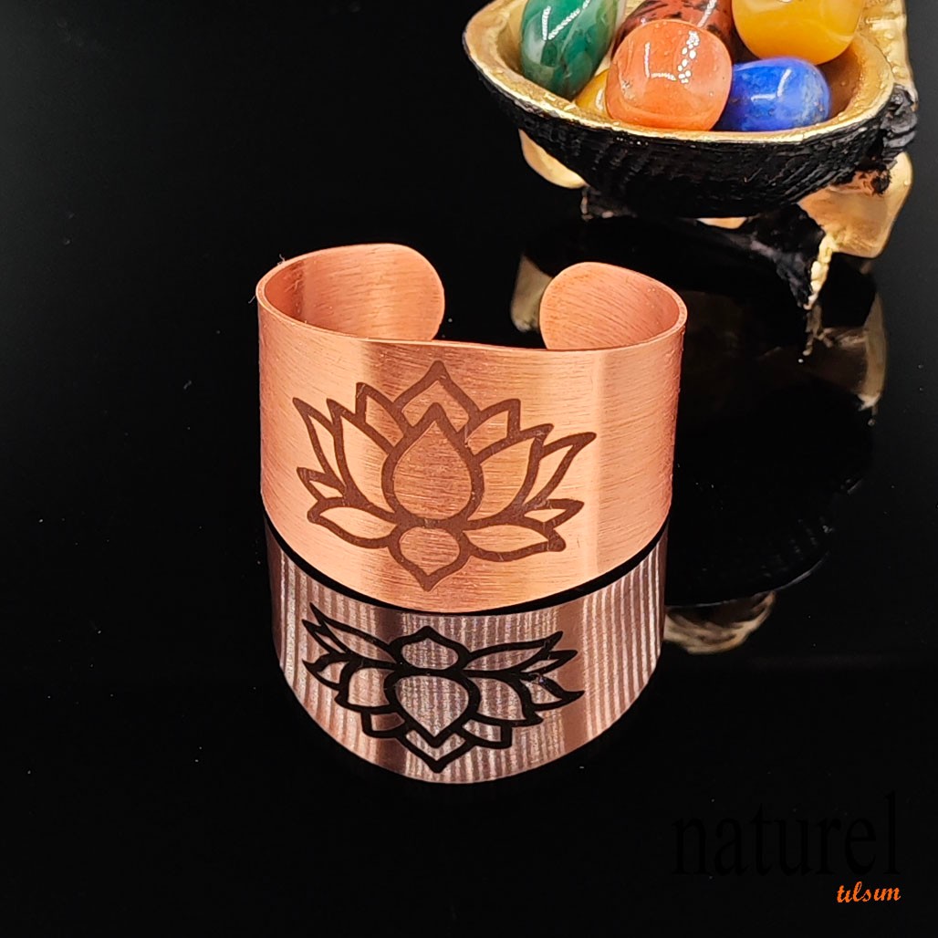 Lotus Fiğürlü Bakır Bileklik