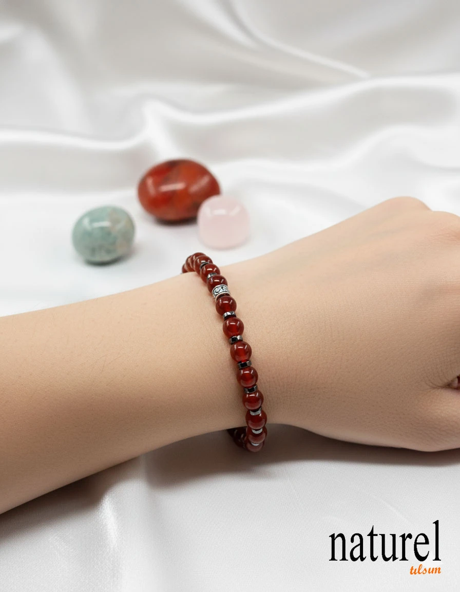  Akik 6mm Doğal Taş Bileklik