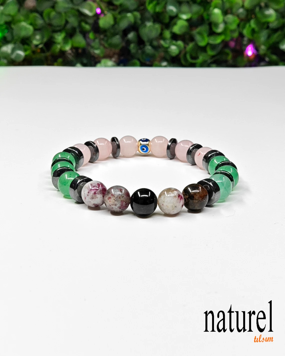 Orijinal Boğa Burcu Doğal Taş Bileklik | Pembe Kuvars-Aventurin-Turmalin