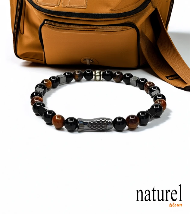 Doğal Taş Hematit - Kaplan Gözü - Oniks Bileklik 