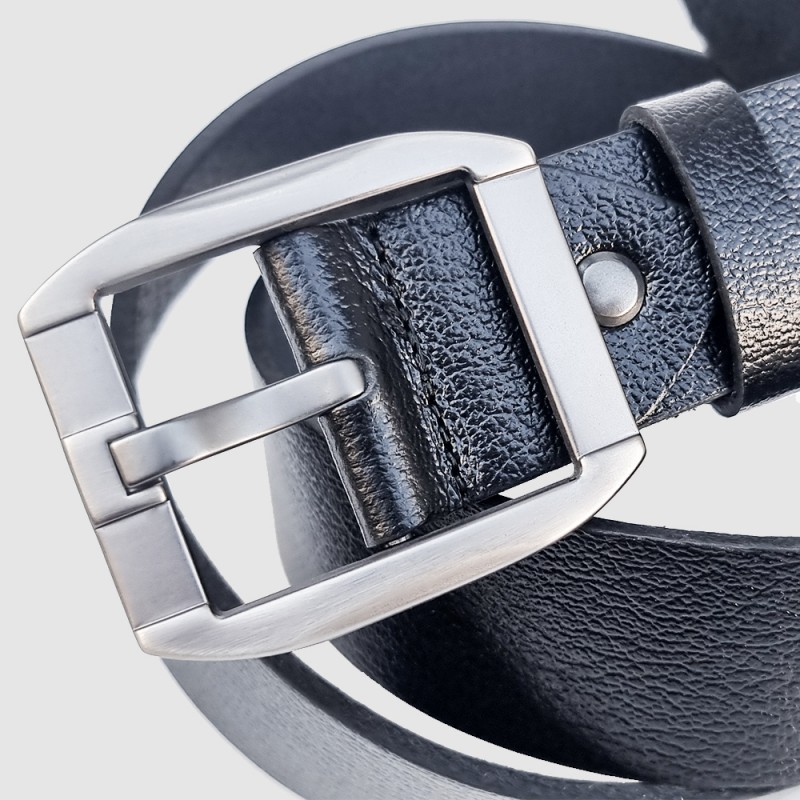 %100 Hakika Deri Kemer Erkek Spor Siyah 4 cm (Metal Köprü) / RS1077 Siyah (Bison)
