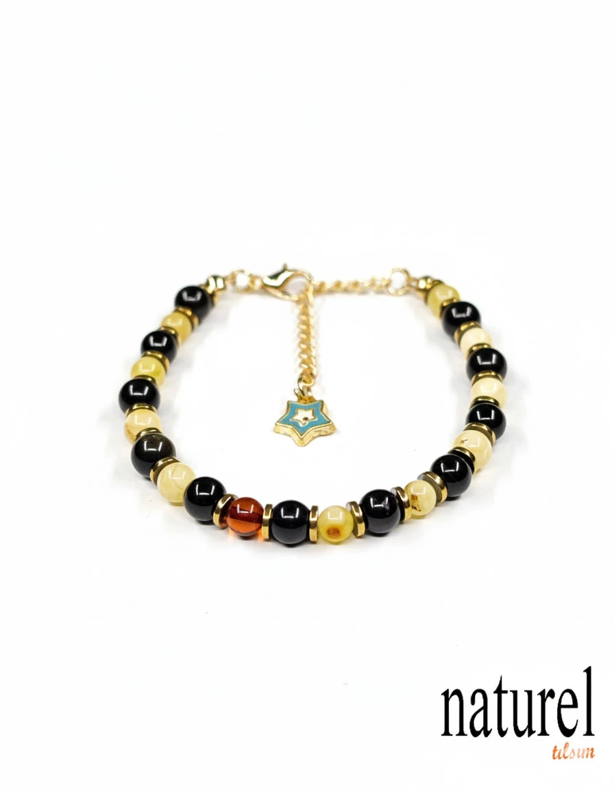 Doğal Taş Kehribar Bileklik | Uyumlu Taşlar Serisi