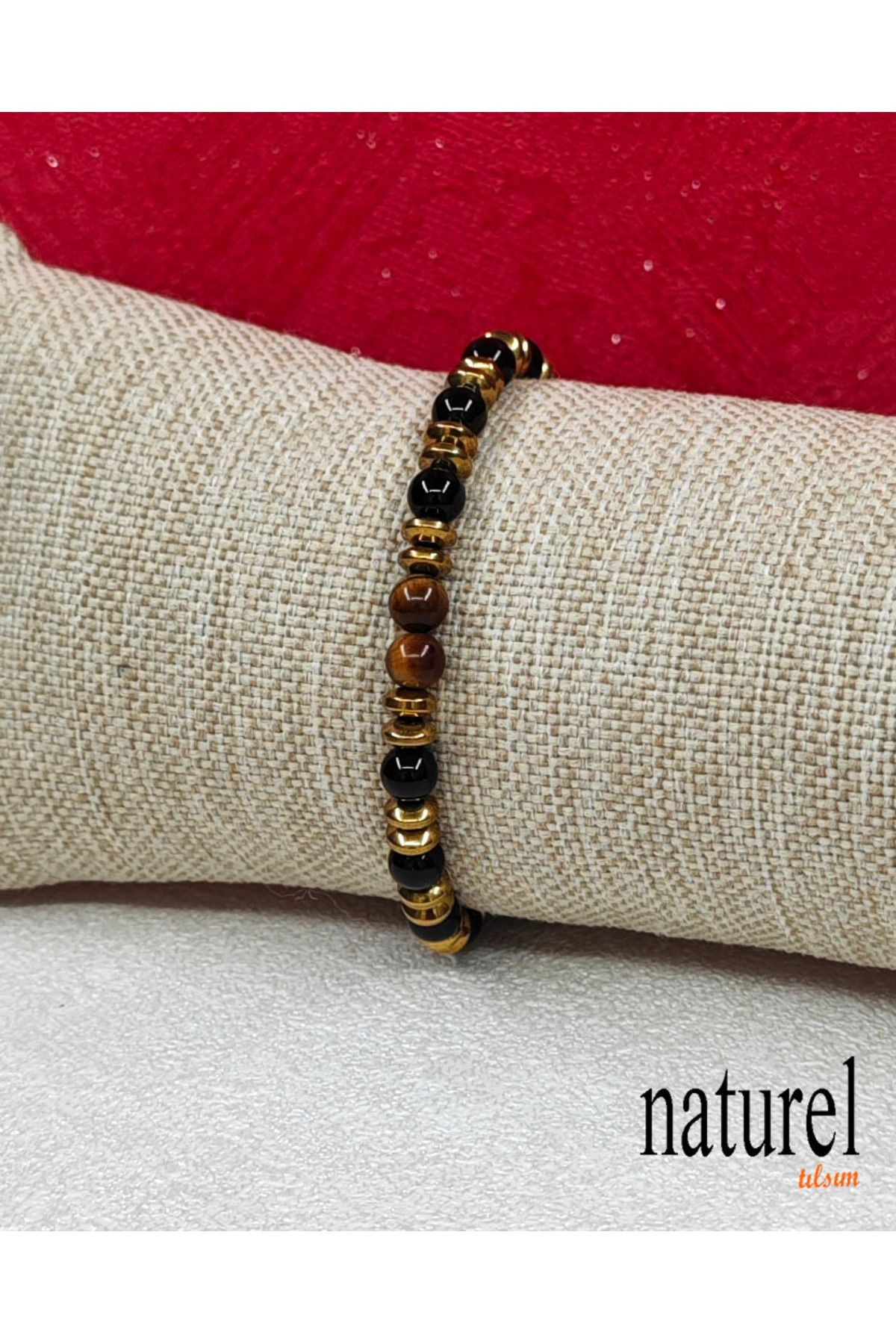 Kaplan Gözü - Oniks - Hematit 6mm Unisex Bileklik