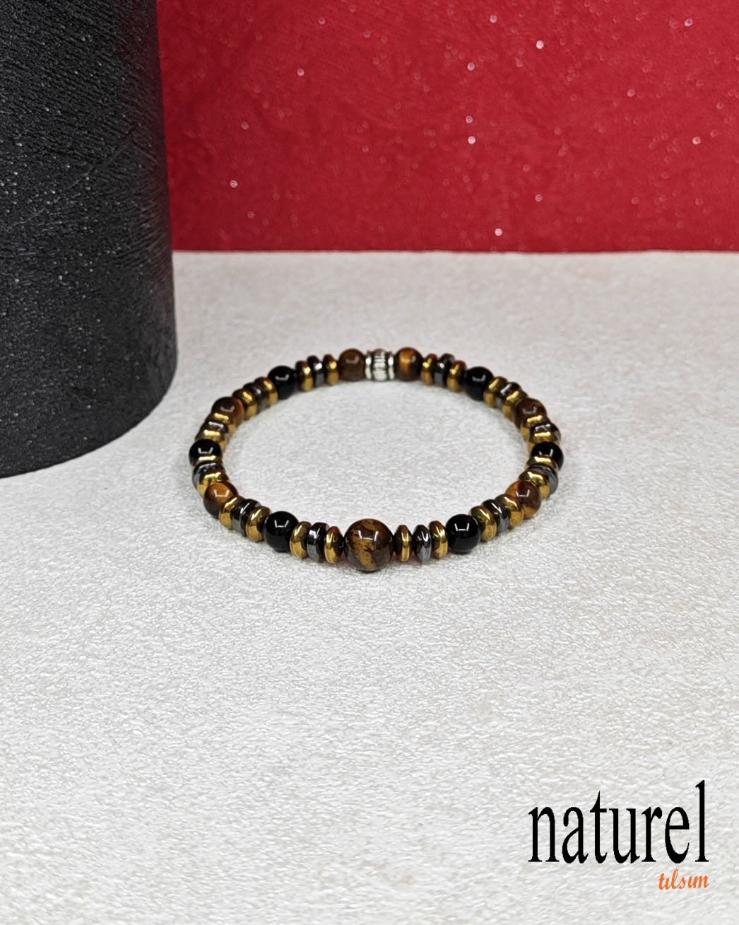 Kaplan Gözü - Oniks - Hematit 6mm Unisex Bileklik 