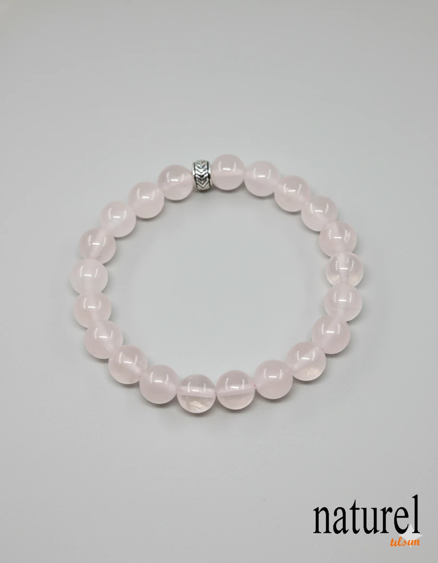 Pembe Kuvars 8mm Doğal Taş Unisex Bileklik