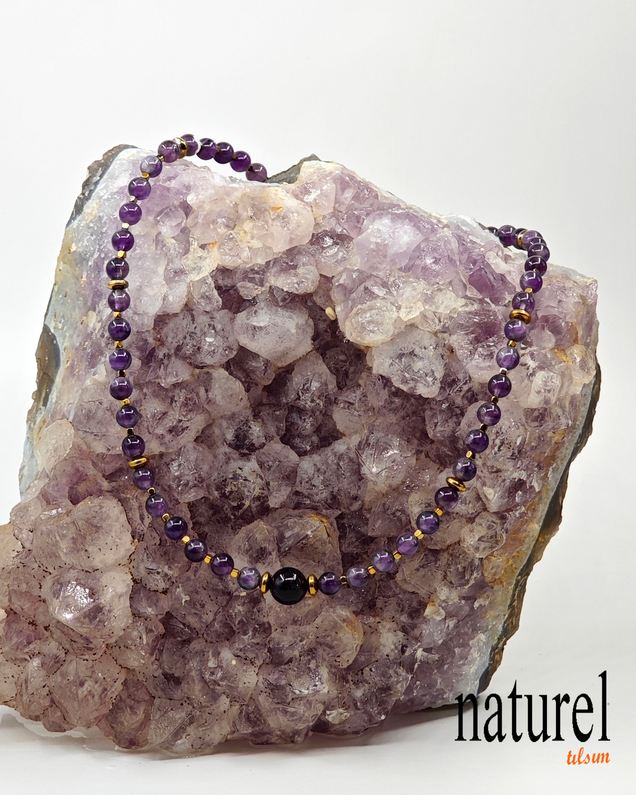 Ametist Doğal Taş Choker Kolye 