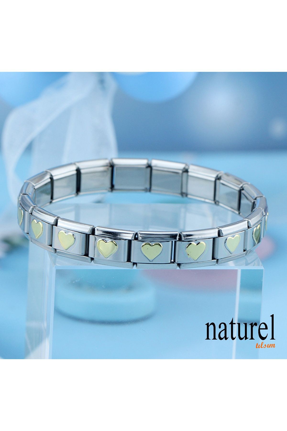 İtalyan Charm Çelik Kalp Unisex Bileklik