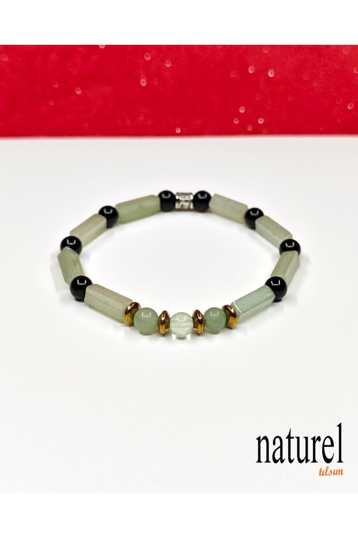 Aventurin & Oniks Doğal Taş 6mm Bileklik 