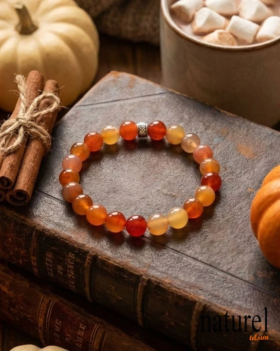 Karnelyan 8mm Doğal Taş Unisex Bileklik