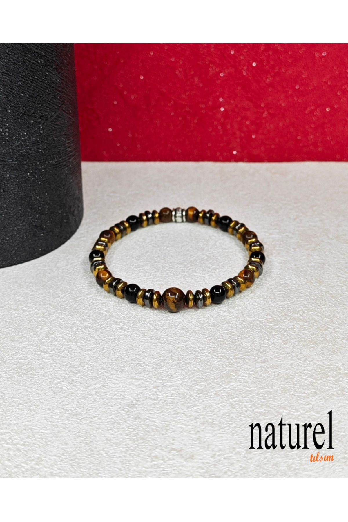 Kaplan Gözü - Oniks - Hematit 6mm Unisex Bileklik 