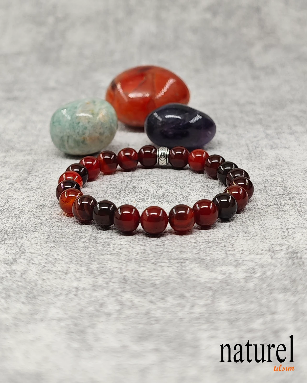 Akik 8mm Doğal Taş Unisex Bileklik