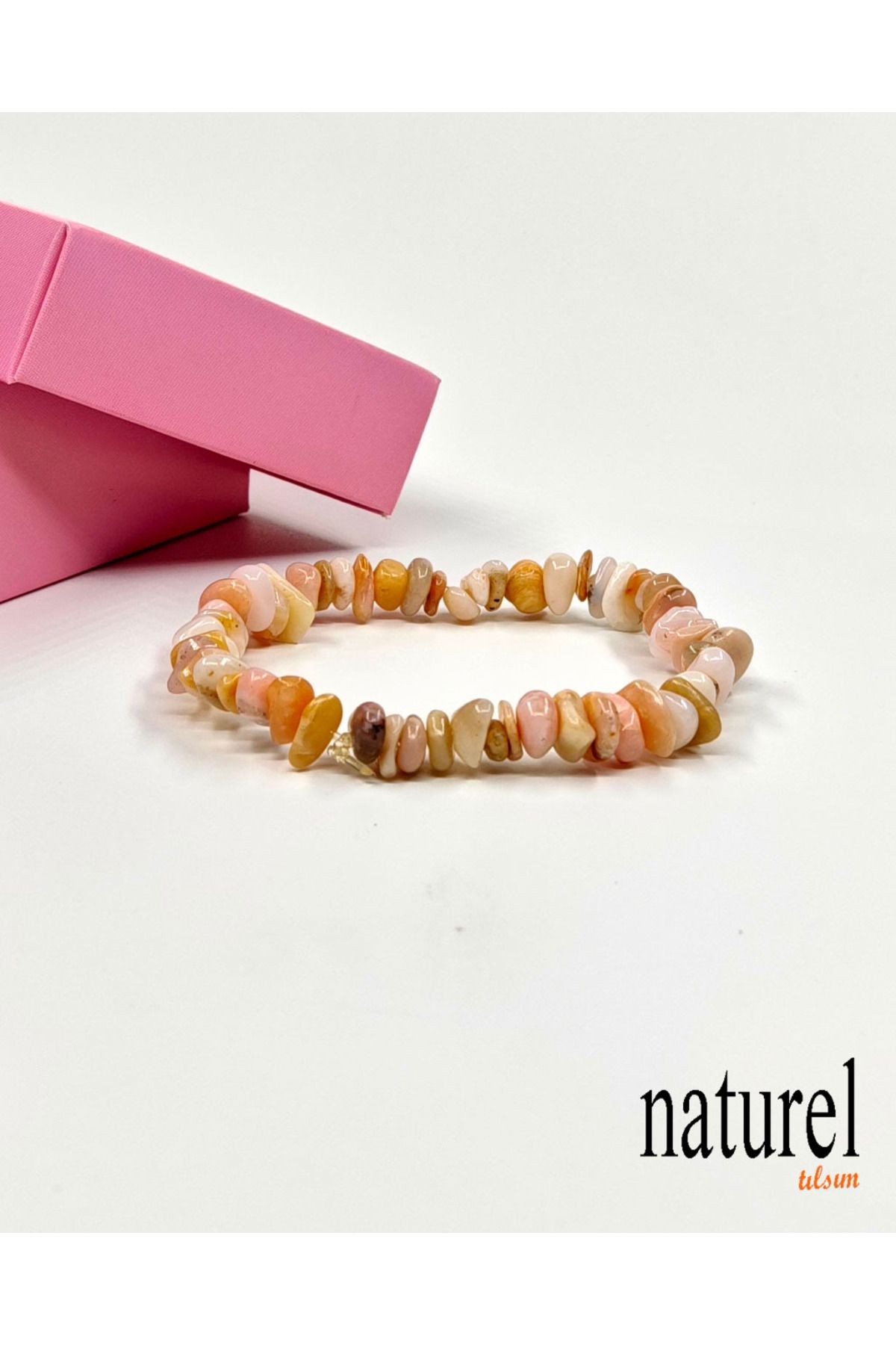 Pembe Opal Kırık Doğal Taş Unisex Bileklik