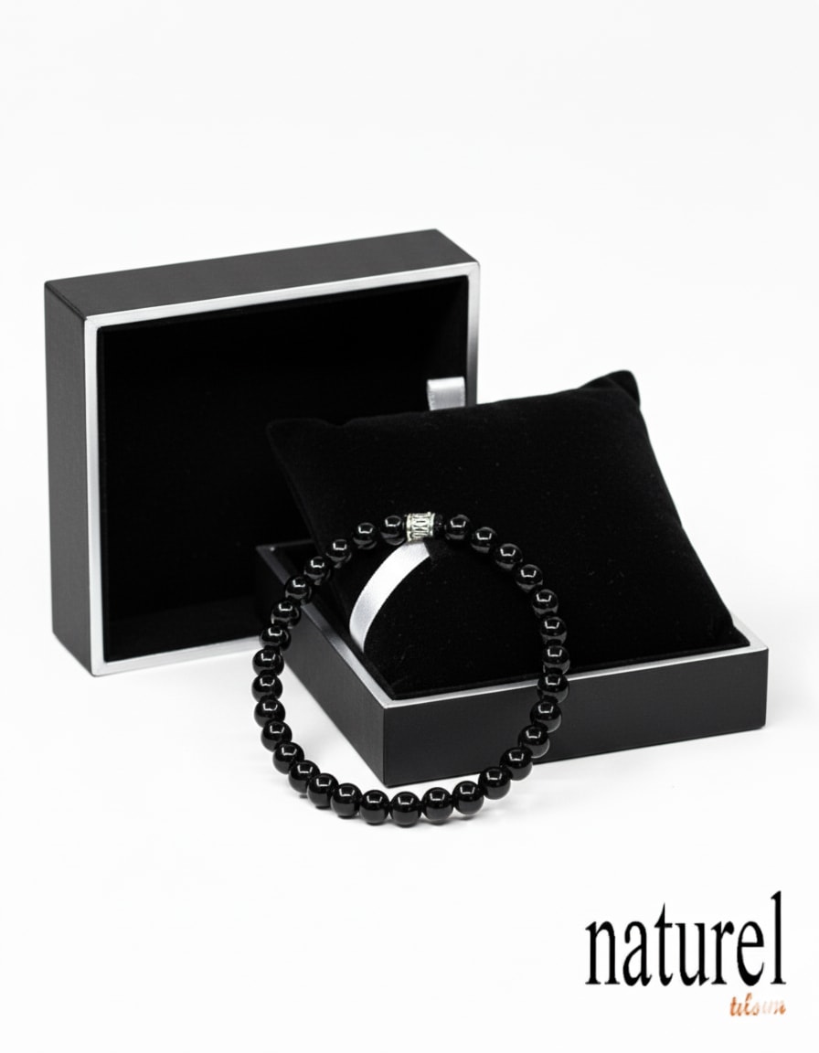 Oni̇ks 6mm Doğal Taş Unisex Bileklik 
