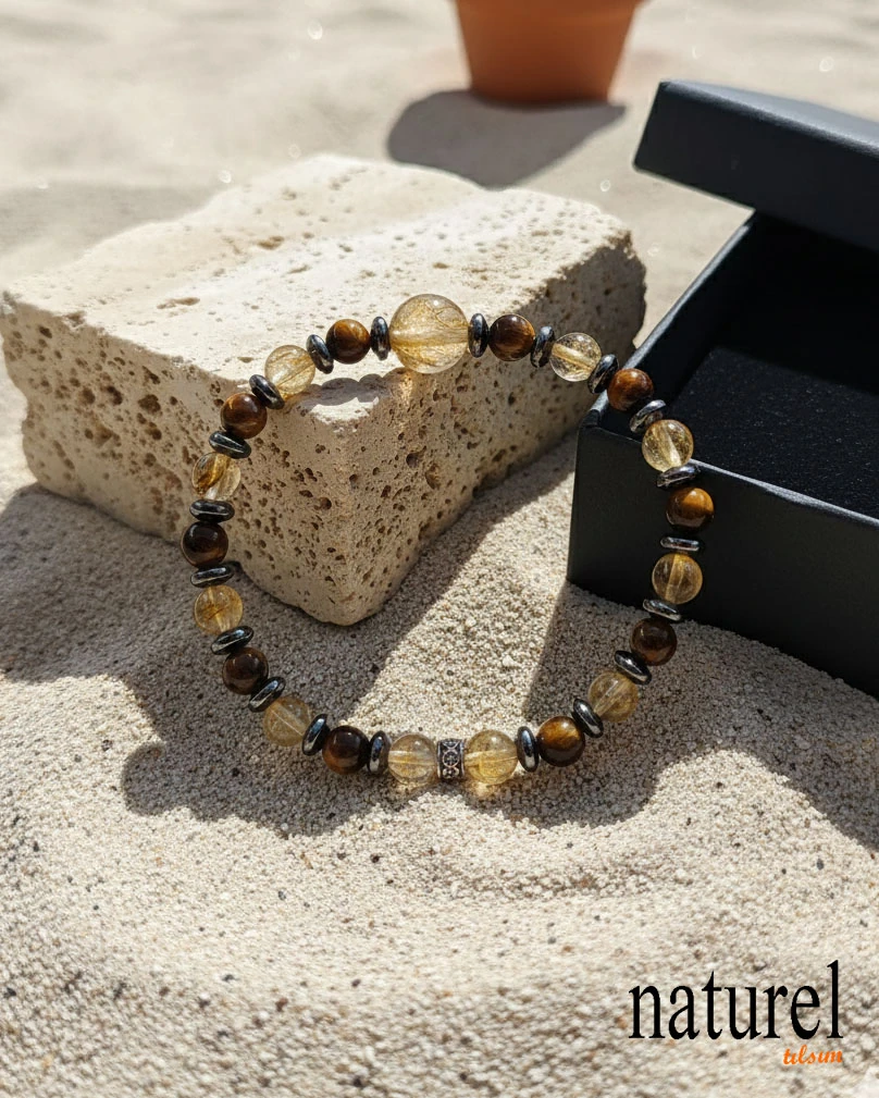 Sitrin Kaplan Gözü 6mm Doğal Taş Bileklik