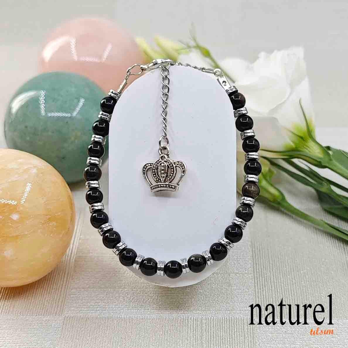 Obsidyen Doğal Taş 6mm Bileklik
