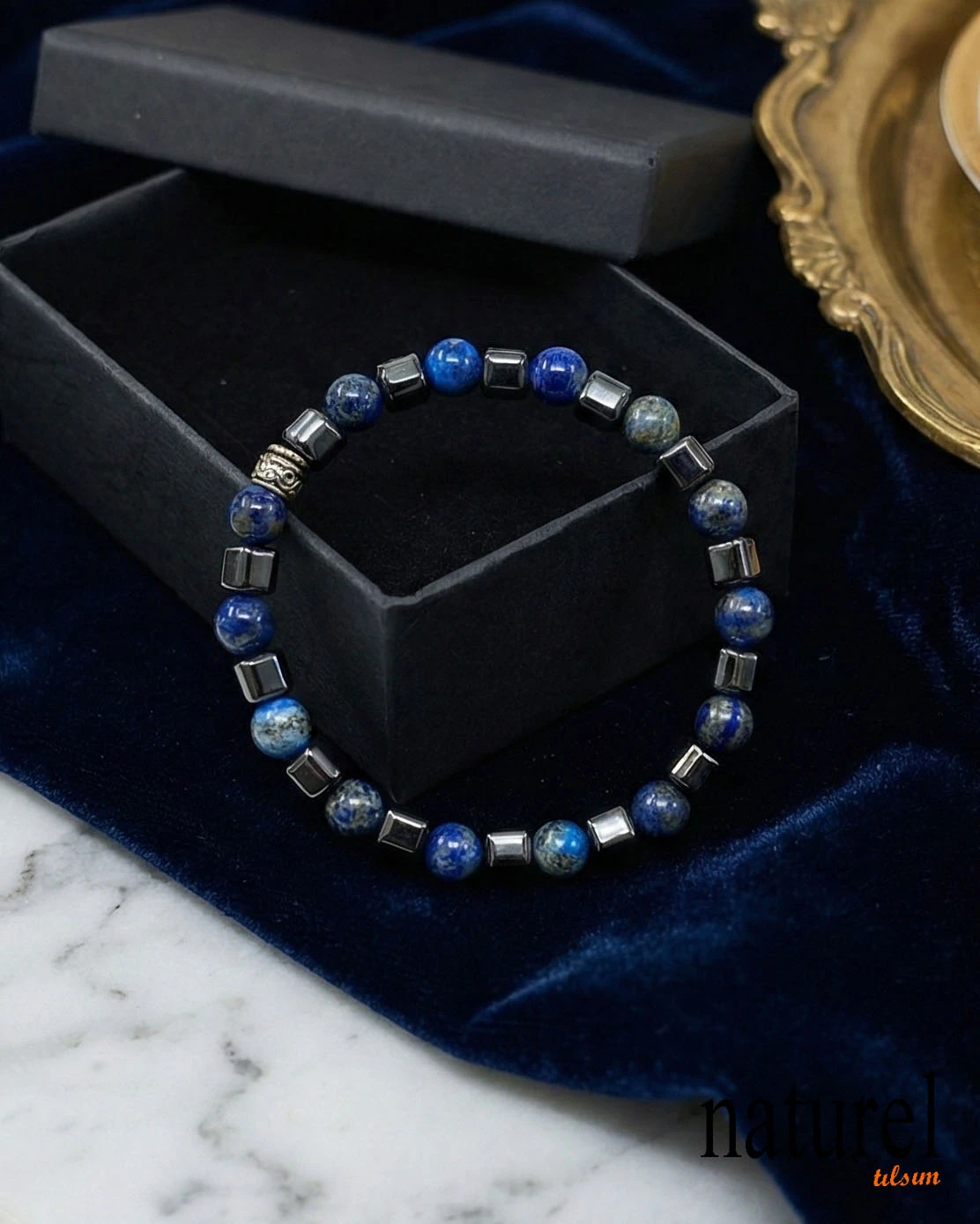 Lapis Lazuli Hematit 6mm Doğal Taş Bileklik