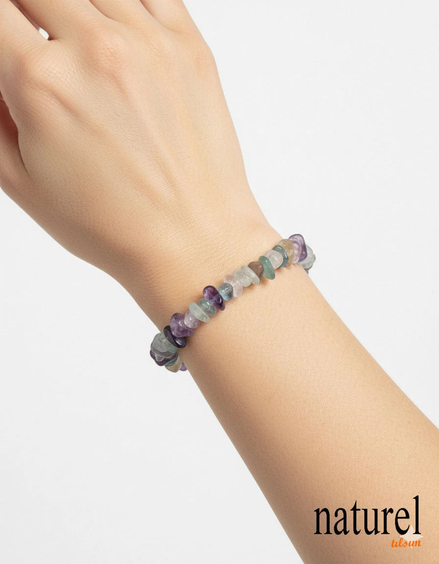 Florit Doğal Kırık Taş Unisex Bileklik