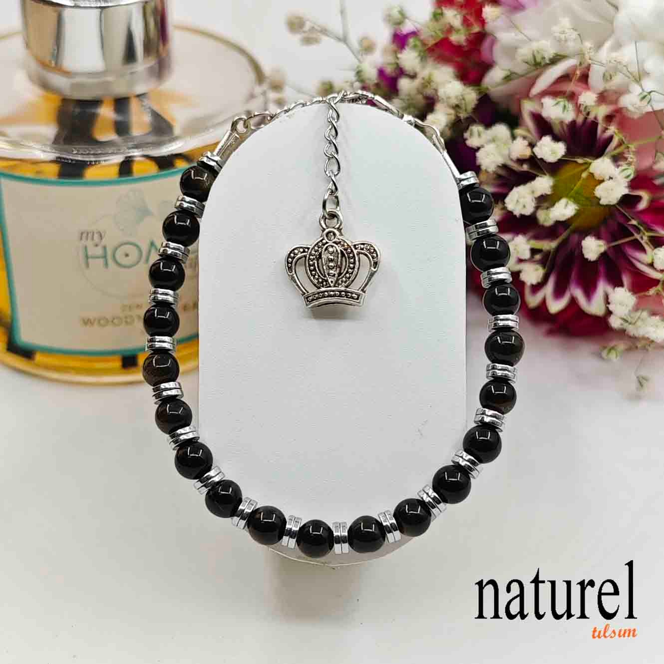 Obsidyen Doğal Taş 6mm Bileklik
