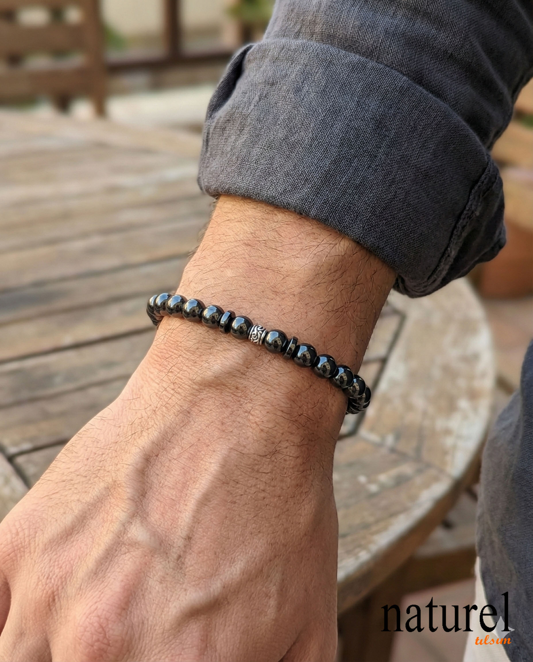Doğal Taş Hematit Bileklik